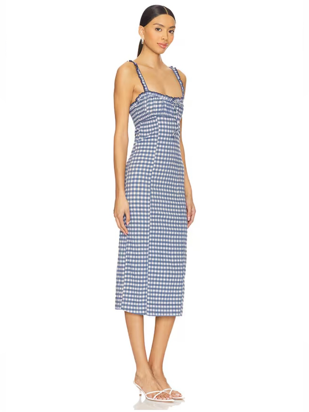 Free People Lucinda Midi Dress in Indigo Combo - Picture 2 of 9